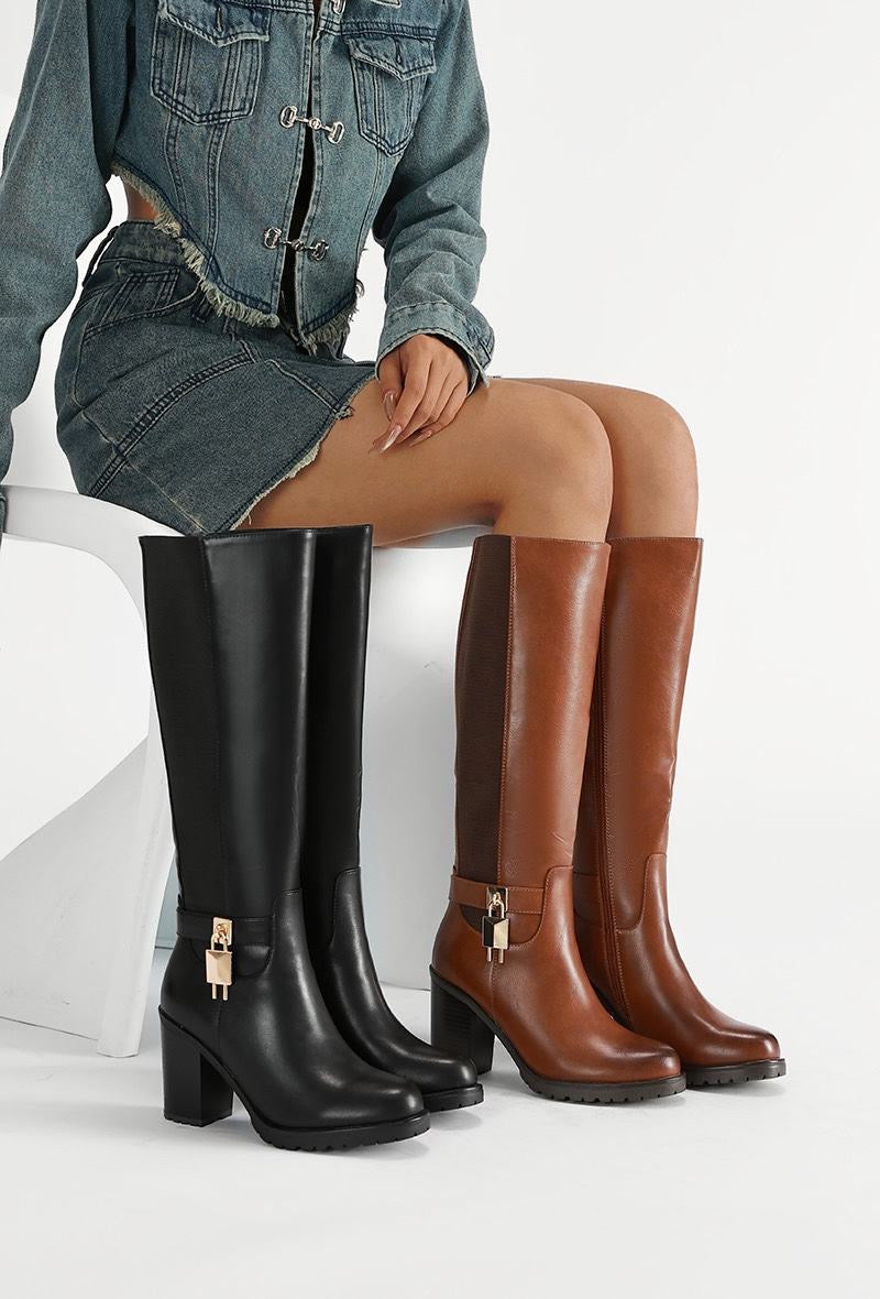 Lock Stiefel mit Absatz Schwarz
