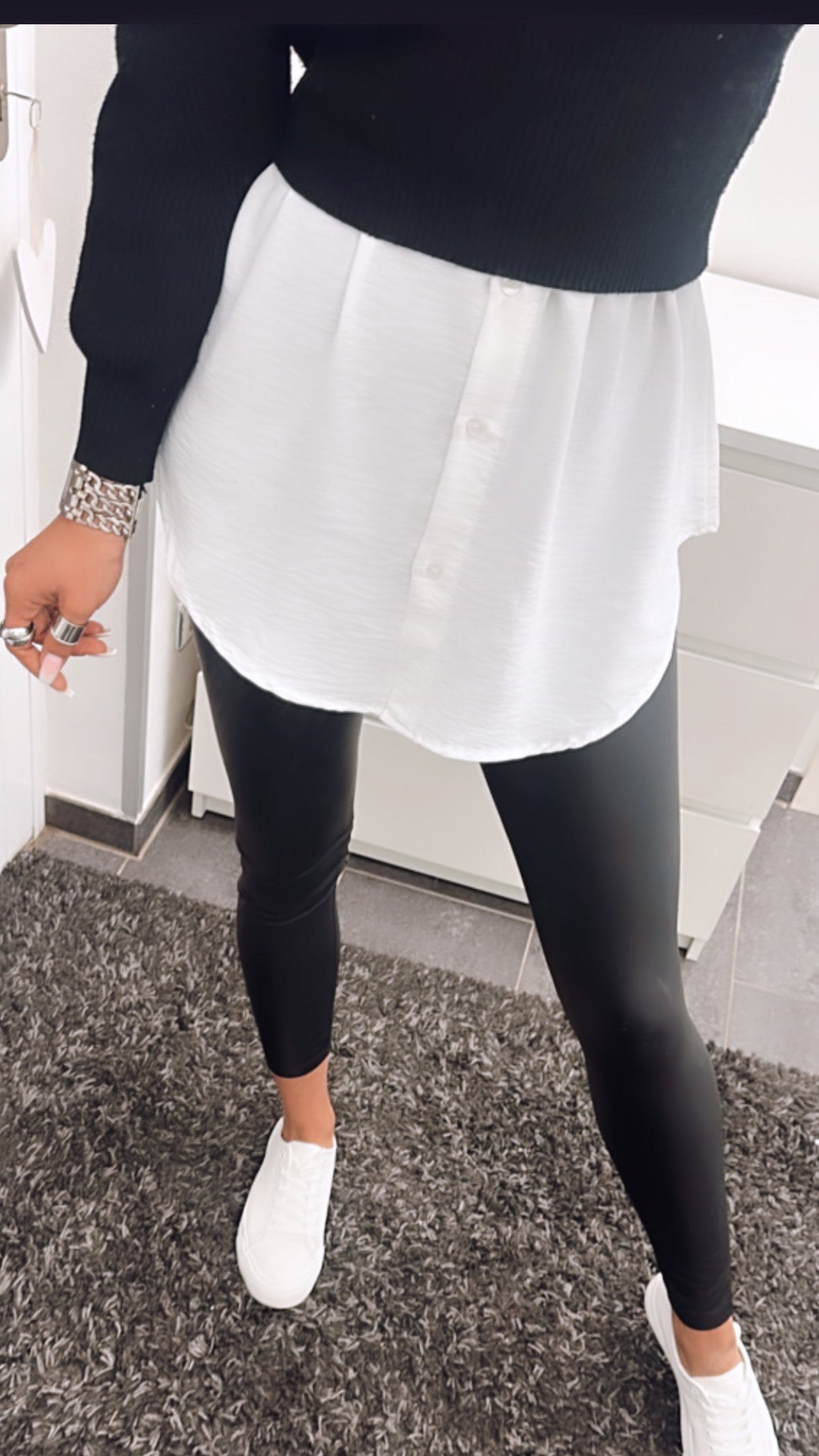 Blusenrock Weiß - Fake Bluse für Lagenlook unter Pullover