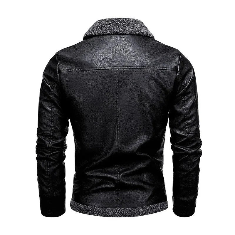 Elegante Fleece Lederjacke