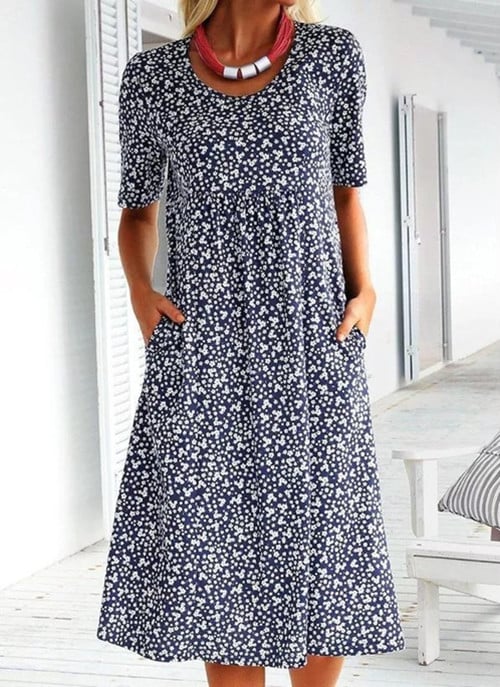 FENRIKE I RETRO-BLUMENKLEID