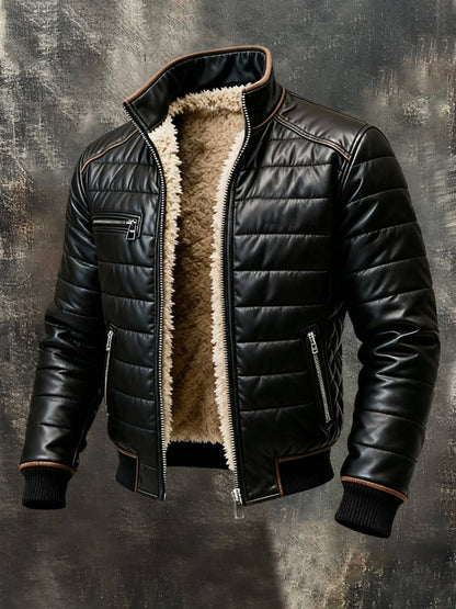 Vintage Herren Outdoor-Jacke - Plüsch & Leder-Optik