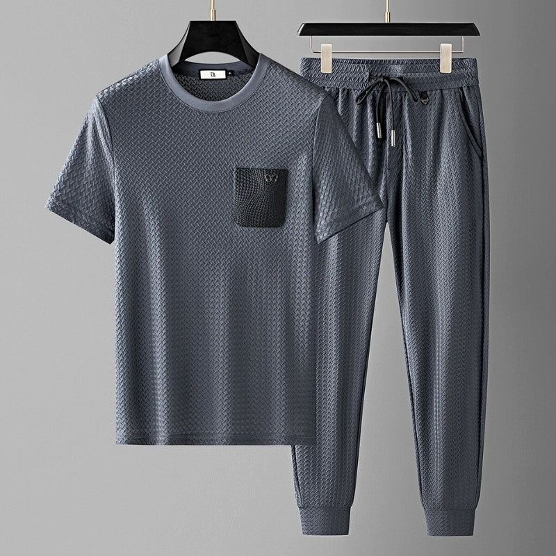 Jacquard Lounge-Set – Texturiertes Herren-Freizeitset mit Raffinesse