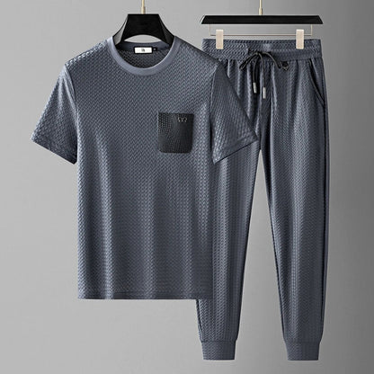 Jacquard Lounge-Set – Texturiertes Herren-Freizeitset mit Raffinesse