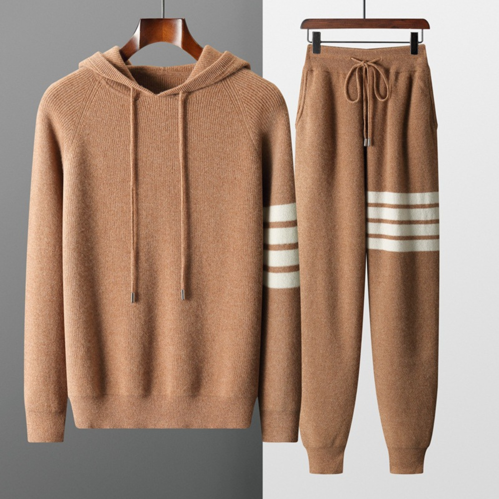 Milano Gestreiftes Strickwaren-Set – Elegantes Herren-Strick-Outfit
