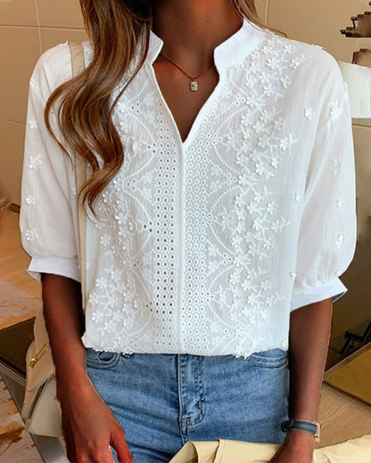 Yara | Weiße Bluse mit Puffärmeln