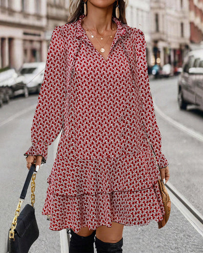 LAVINIA I BEDRUCKTES LANGARMKLEID