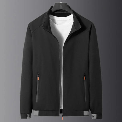 Mateo - winddichte schwarze Herren-Zwischenjacke mit Stehkragen
