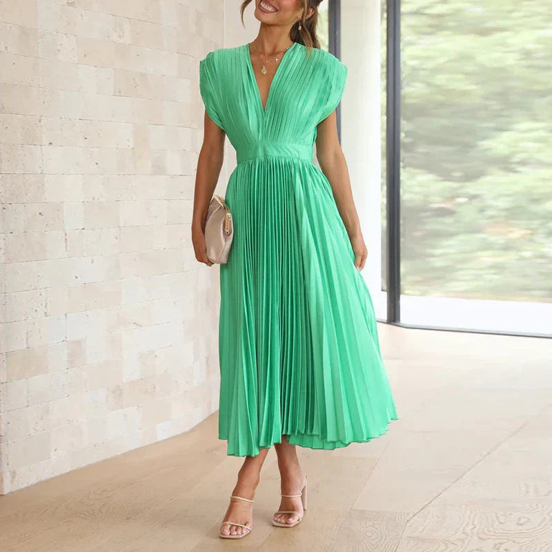 Adela™ | Elegantes Plissiertes Maxikleid
