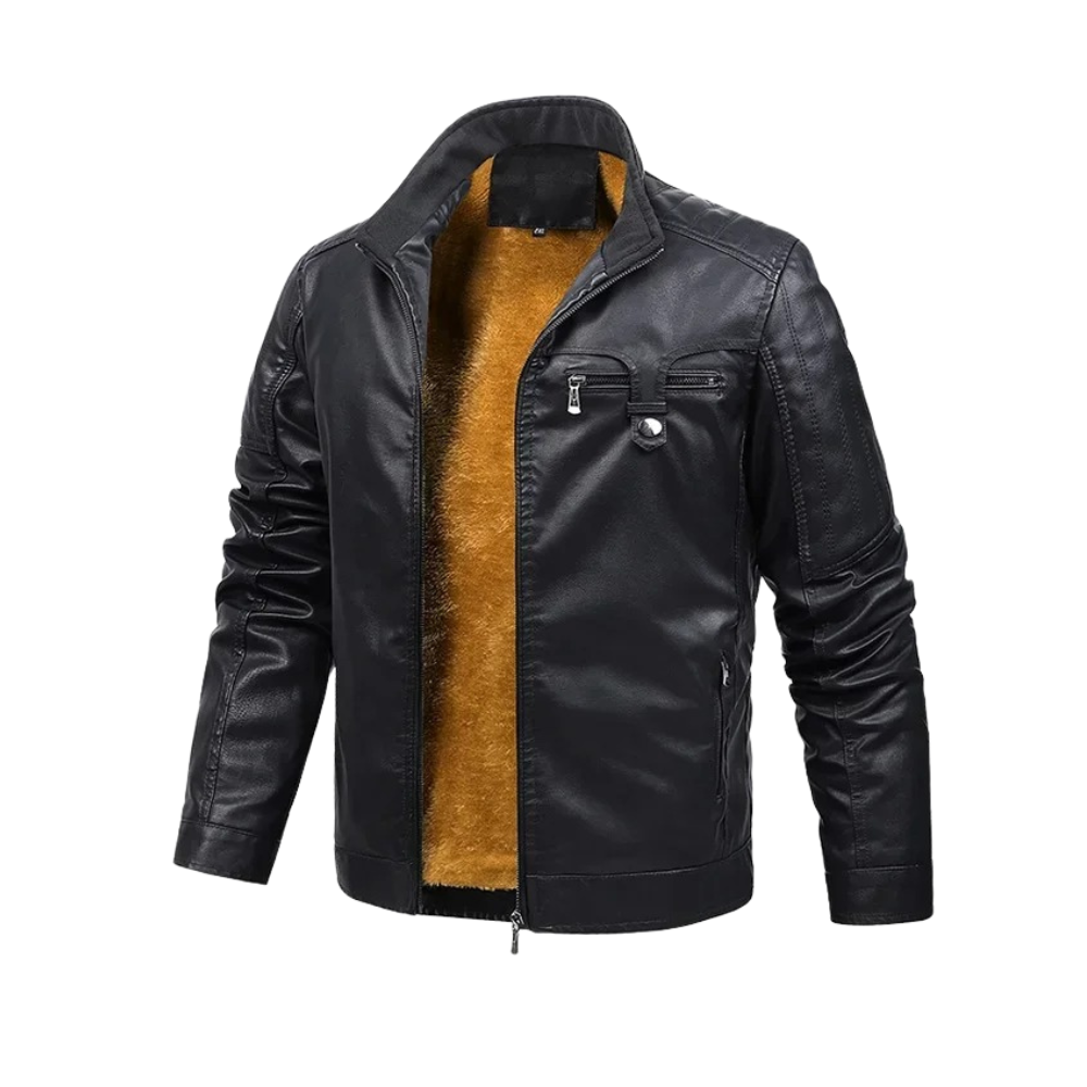 Retro Fleece Lederjacke