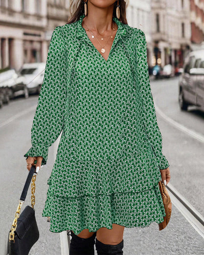 LAVINIA I BEDRUCKTES LANGARMKLEID