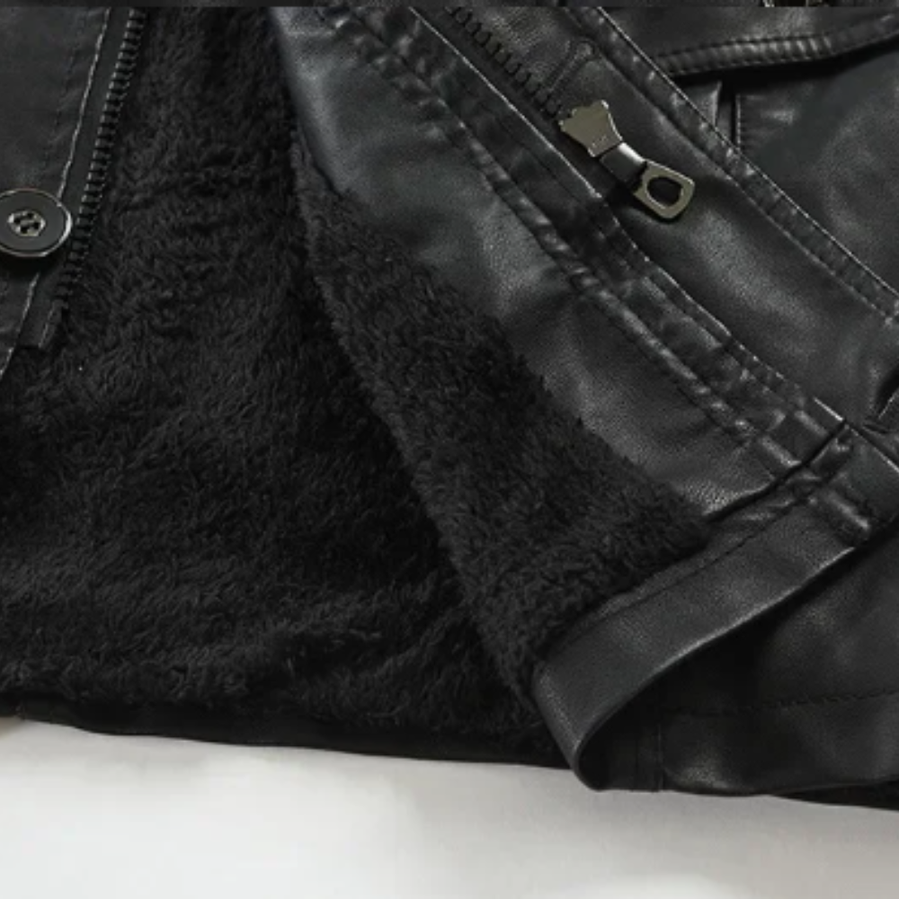 Elegante Lange Biker Lederjacke