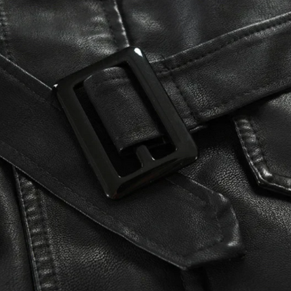 Elegante Lange Biker Lederjacke