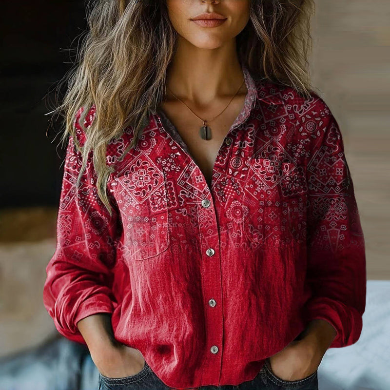 NIVES I BEDRUCKTE VINTAGE-BLUSE