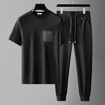 Jacquard Lounge-Set – Texturiertes Herren-Freizeitset mit Raffinesse