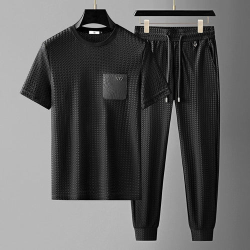 Jacquard Lounge-Set – Texturiertes Herren-Freizeitset mit Raffinesse