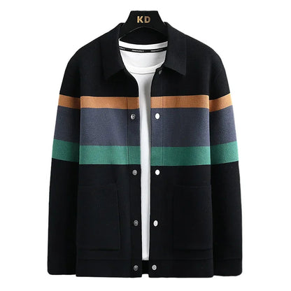 Gestreifte Varsity Strickjacke