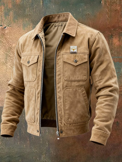 Herren Retro Baumwoll-Twill Jacke - Mehrere Taschen