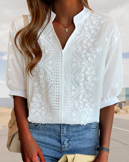 Yara | Weiße Bluse mit Puffärmeln