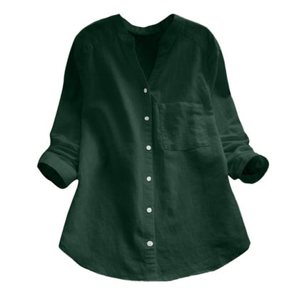 Greta | Stilvolle Langarm-Leinenbluse