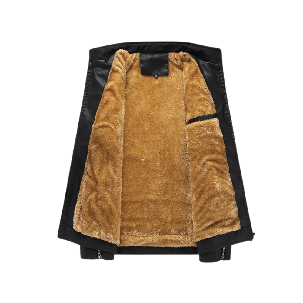 Retro Fleece Lederjacke