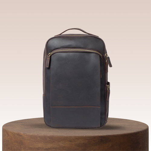 Bogen Leder-Laptop-Rucksack