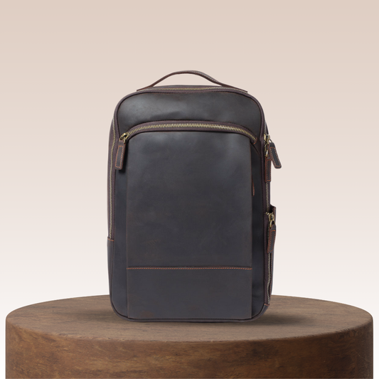 Bogen Leder-Laptop-Rucksack