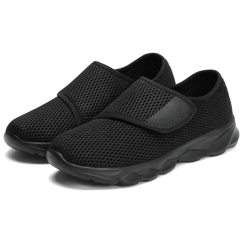 Dames en Heren Schoenen voor Brede en Gezwollen voeten met Klittenband – Zacht Comfort en Lichte Demping