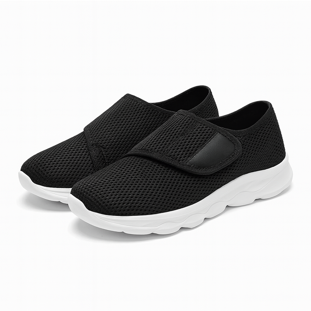 Dames en Heren Schoenen voor Brede en Gezwollen voeten met Klittenband – Zacht Comfort en Lichte Demping