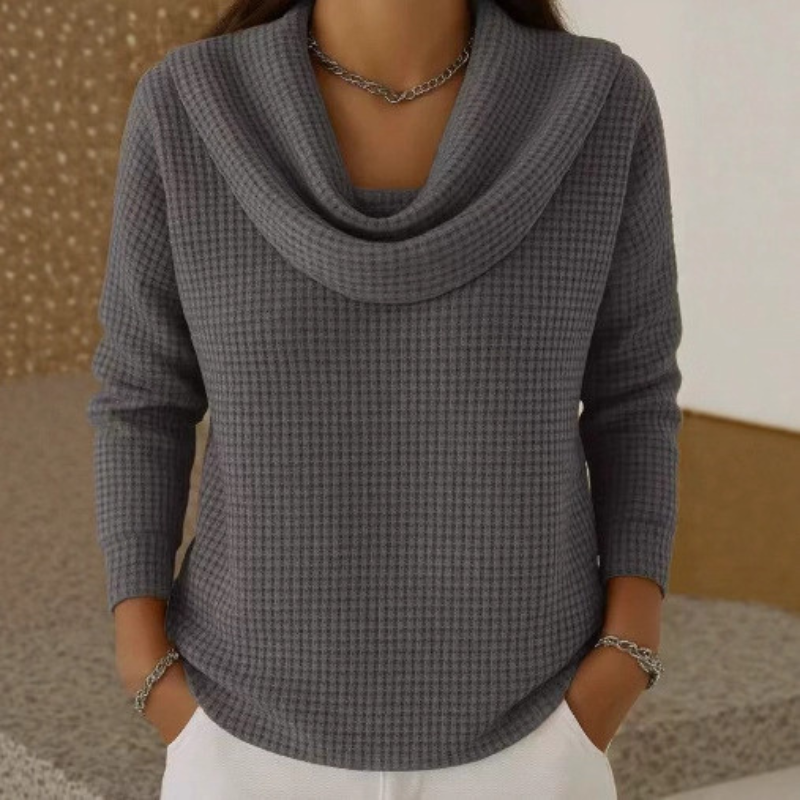 Amber™ Wafeltrui Dames – Warme Pullover mit Eleganter Wasserfallkragen