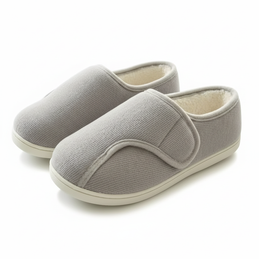 Dames en heren Pantoffels voor Brede en Gezwollen Voeten met Klittenband