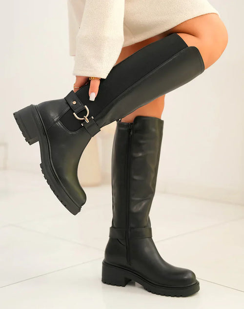 Schwarz Stiefel mit Stretch