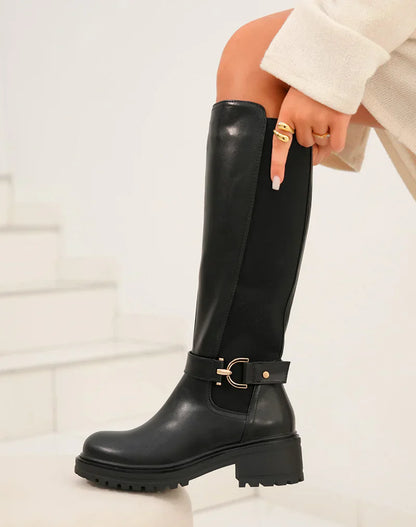 Schwarz Stiefel mit Stretch