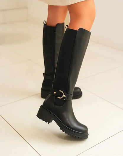 Schwarz Stiefel mit Stretch