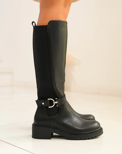 Schwarz Stiefel mit Stretch