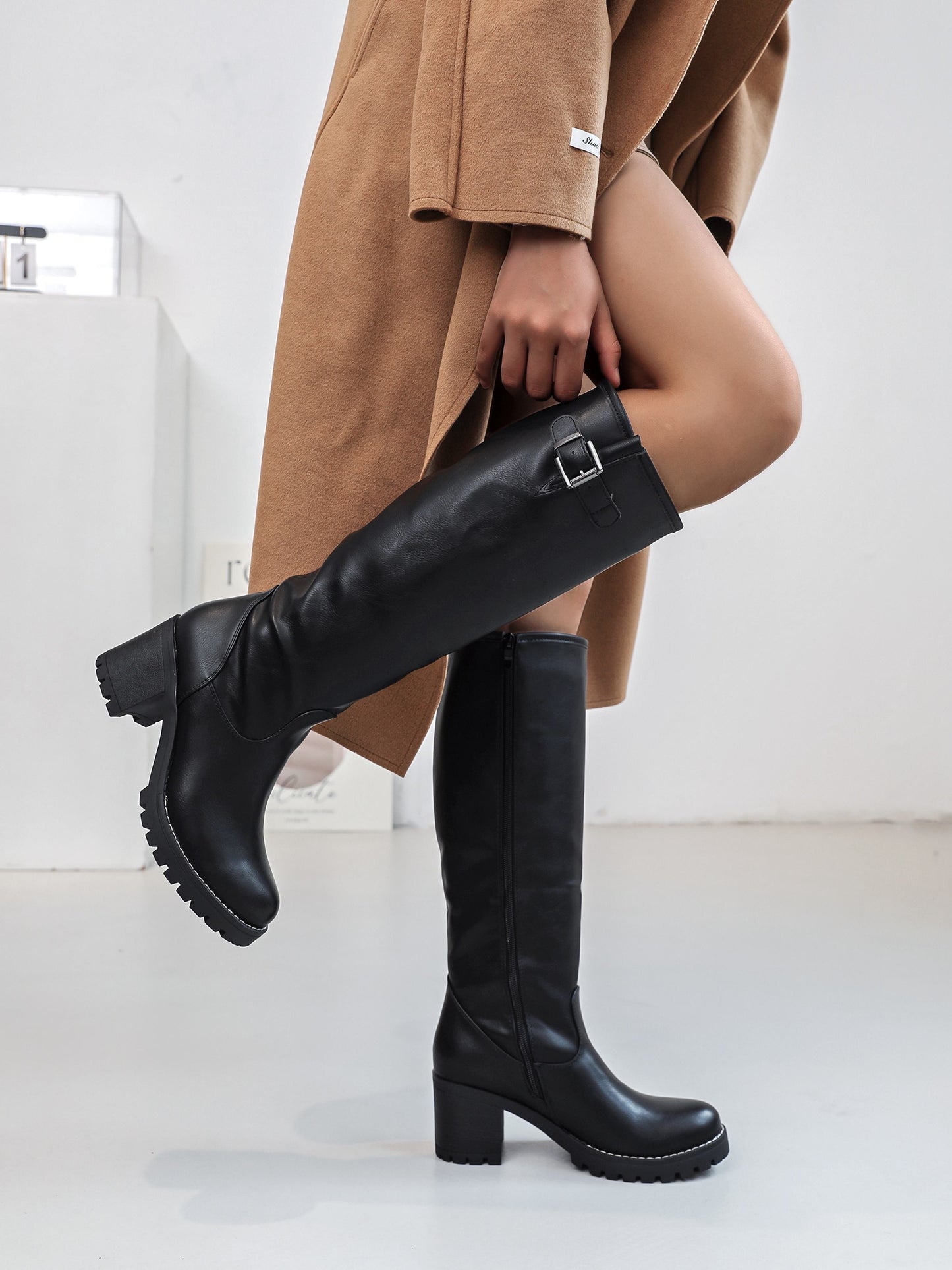 High Gesp Schwarz Stiefel