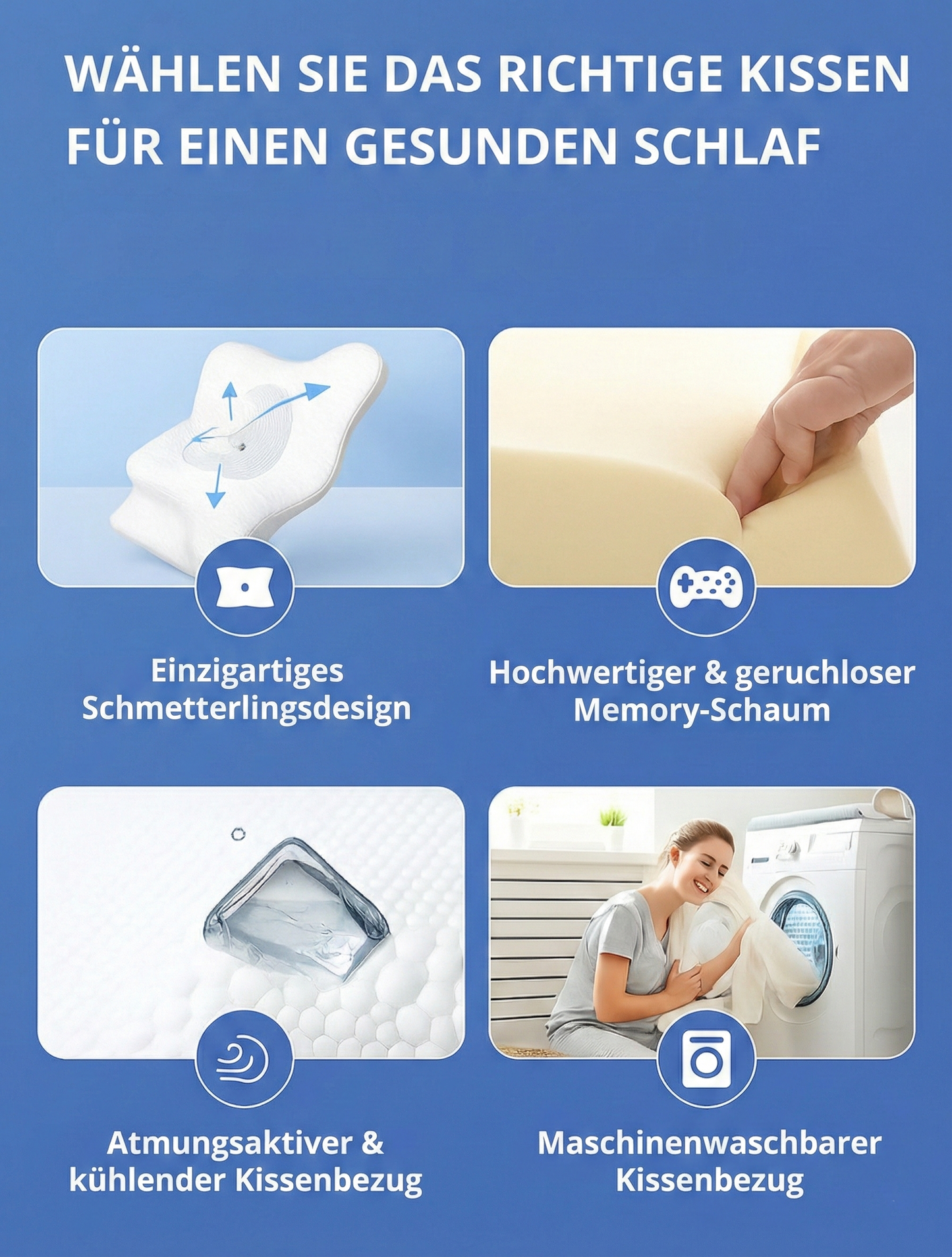 Lunava™ Ergonomisches Nackenkissen – Orthopädisches Kissen gegen Nackenschmerzen