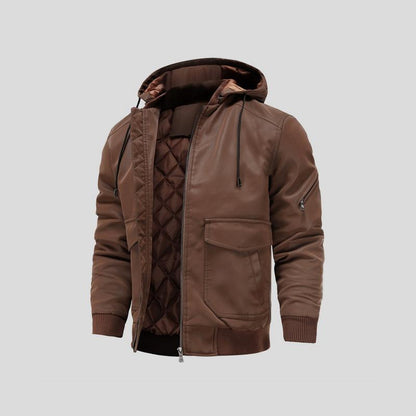 Lance - Kapuzenlederjacke