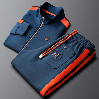 Riviera Track Set – Europäisches Herren-Sportset mit Kontrast-Streifen