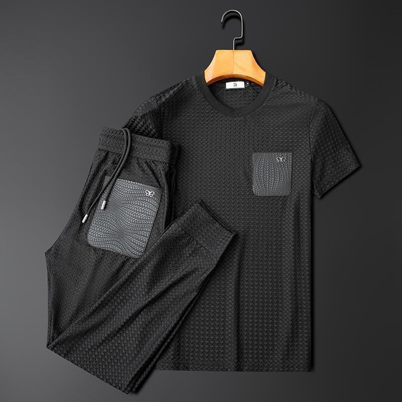 Jacquard Lounge-Set – Texturiertes Herren-Freizeitset mit Raffinesse