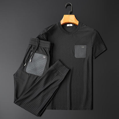 Jacquard Lounge-Set – Texturiertes Herren-Freizeitset mit Raffinesse