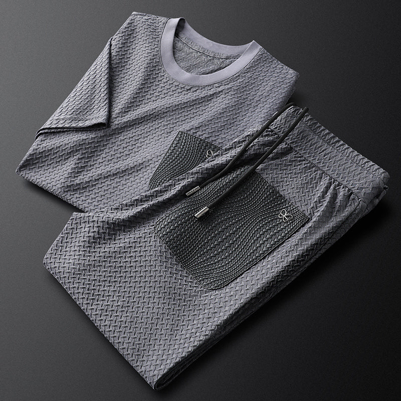 Jacquard Lounge-Set – Texturiertes Herren-Freizeitset mit Raffinesse