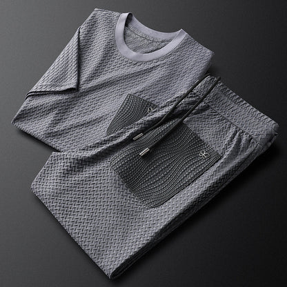 Jacquard Lounge-Set – Texturiertes Herren-Freizeitset mit Raffinesse