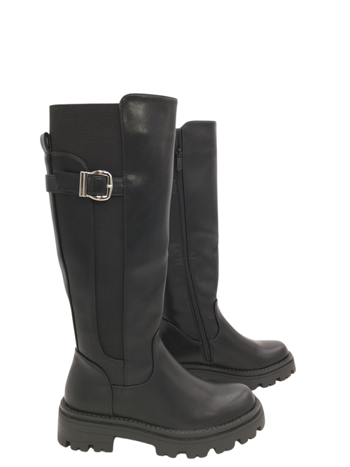 Stretch Gesp Schwarz Stiefel