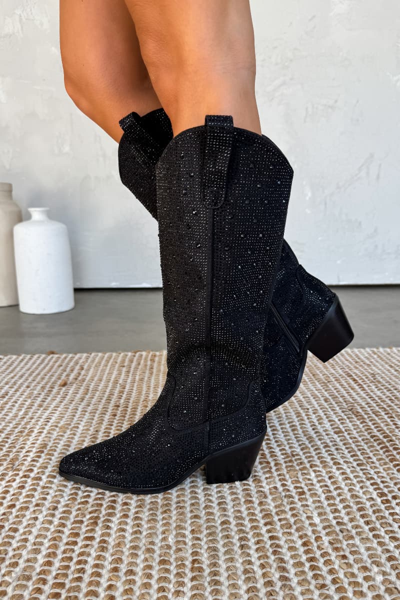 Elegant Glitter Schwarz Stiefel