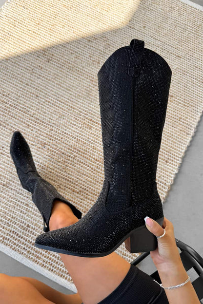 Elegant Glitter Schwarz Stiefel