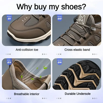 Heren Wandelschoenen Lichtgewicht Ademend Mesh met Elastische Veters – Outdoor Grip