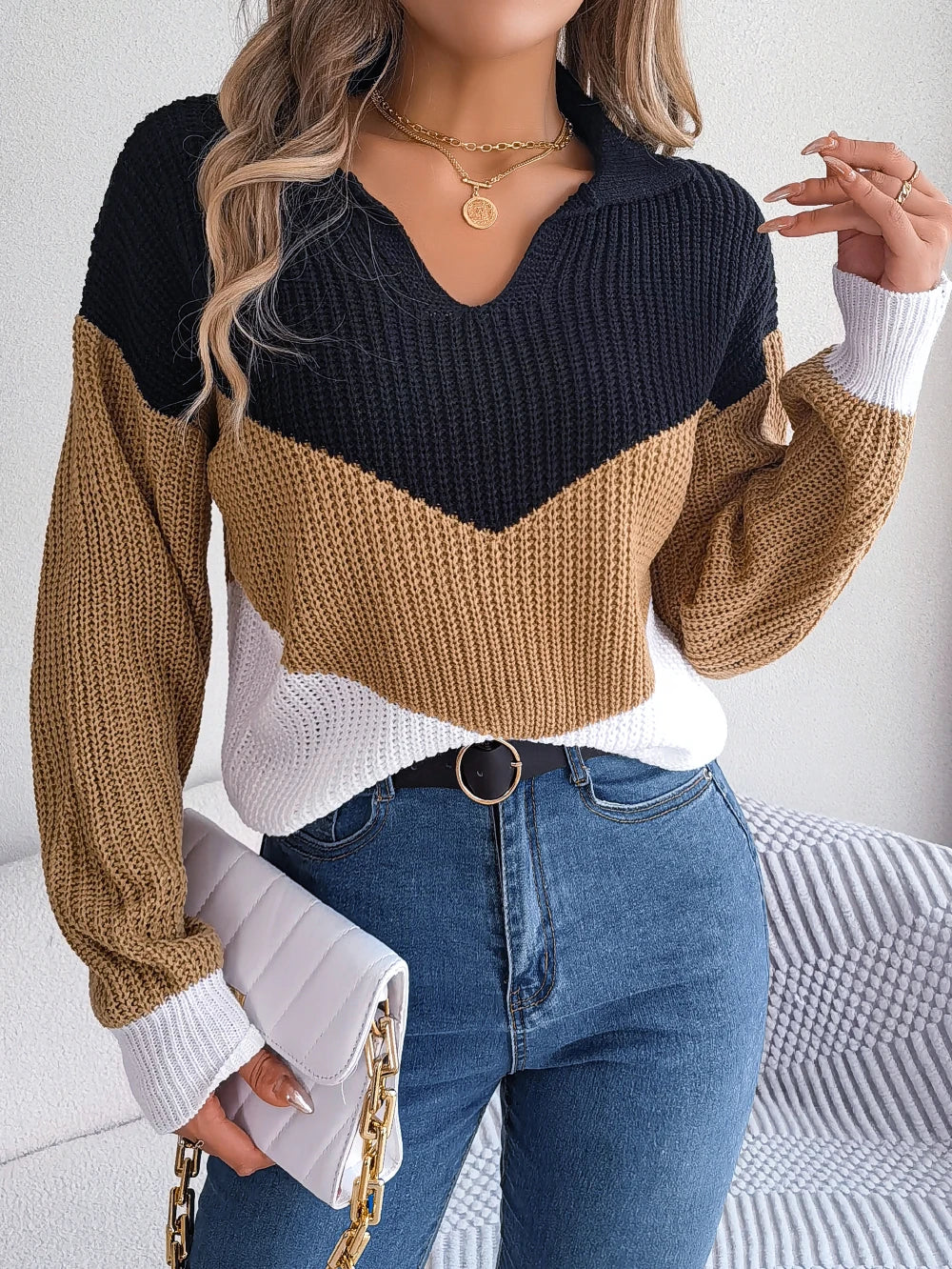 Emilia™ – Komfortabler Patchwork-Strickpullover für Damen