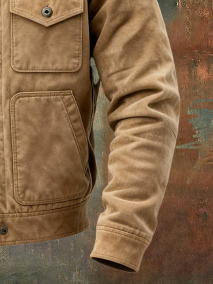 Herren Retro Baumwoll-Twill Jacke - Mehrere Taschen