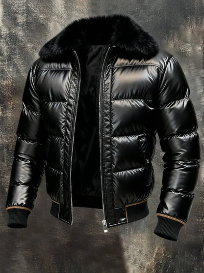 Herren Retro Outdoor-Jacke mit Pelzkragen - Baumwolle