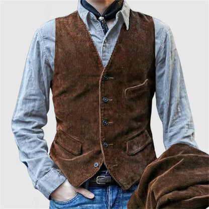 ADOLFO Vintage Herrenanzug-Jacke mit Weste – Exklusives Kastanienbraun